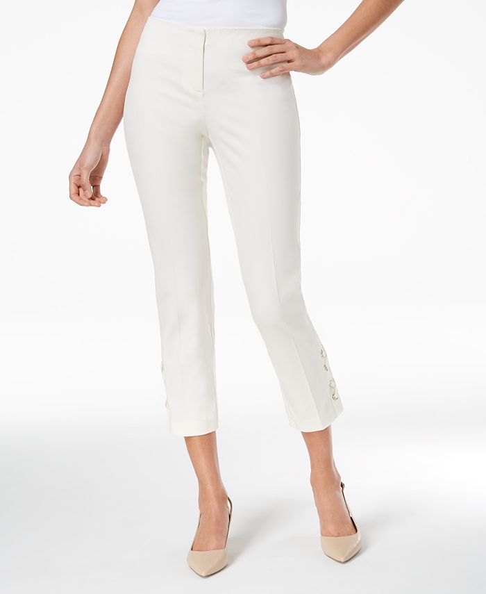 Alfani Petite Lace-Up Capri Pants, Created for Macy's - Macy's