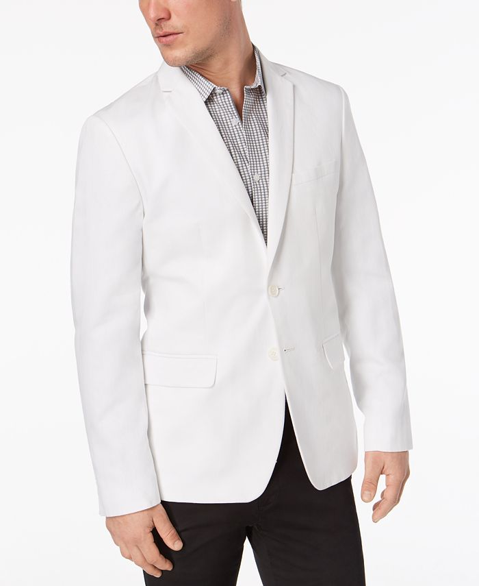 Calvin Macy\'s White Regular-Fit Sport Linen - Klein Men\'s Coat