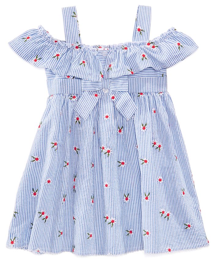 Blueberi Boulevard Embroidered Seersucker Cotton Dress, Toddler Girls ...