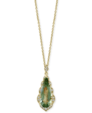 image of Effy Green Quartz (4 ct. t.w.) & Diamond (1/8 ct. t.w.) 18