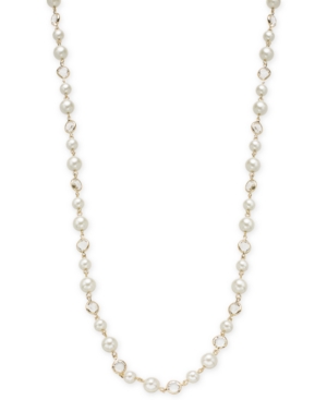 image of Charter Club Crystal & Imitation Pearl Strand Necklace, 42