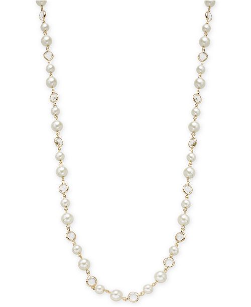 Charter Club Crystal & Imitation Pearl Strand Necklace, 42
