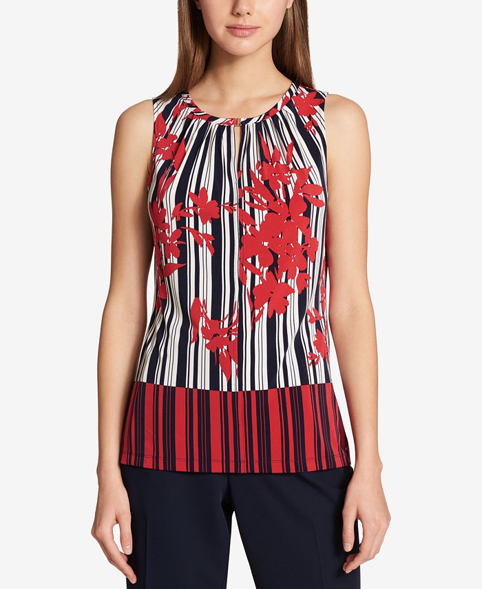 Tommy Hilfiger Colorblocked Keyhole Top & Reviews - Tops - Women - Macy's