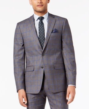 UPC 627736091562 product image for Sean John Men's Slim-Fit Stretch Gray/Blue Windowpane Suit Jacket | upcitemdb.com