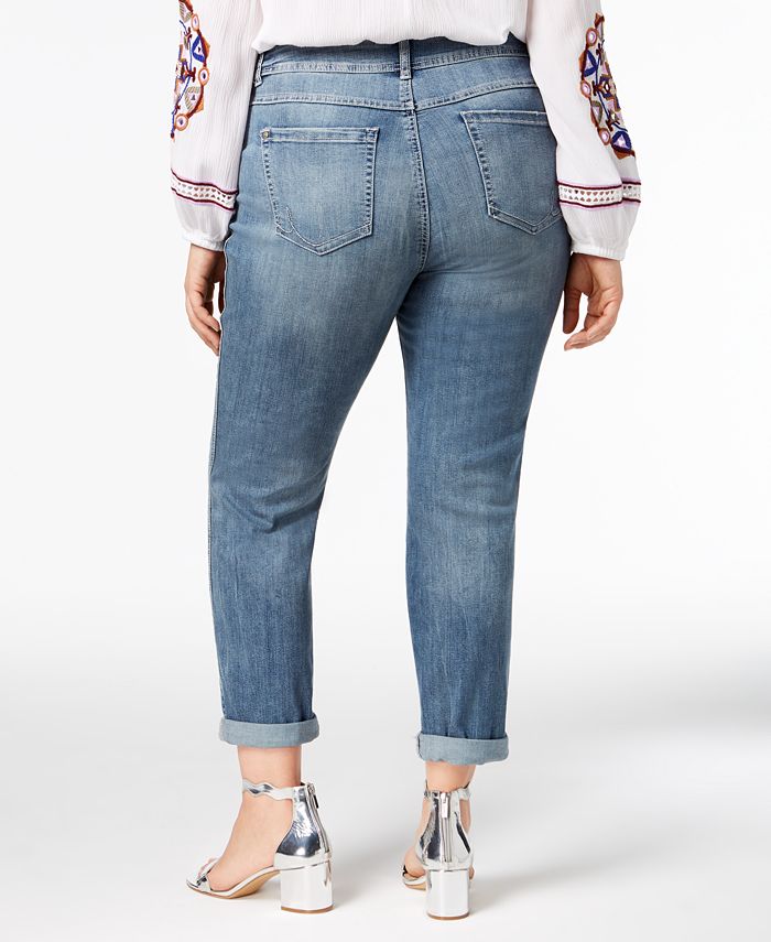 I.N.C. International Concepts Plus Size Tummy Control Boyfriend Jeans, Created for Macy's Macy's