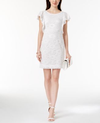 Robbie Bee Petite Flutter-Sleeve Lace Dress - Macy's