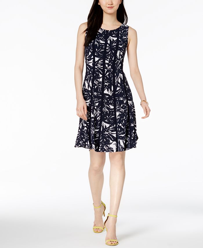 Connected Sleeveless Printed A-Line Dress - Macy's