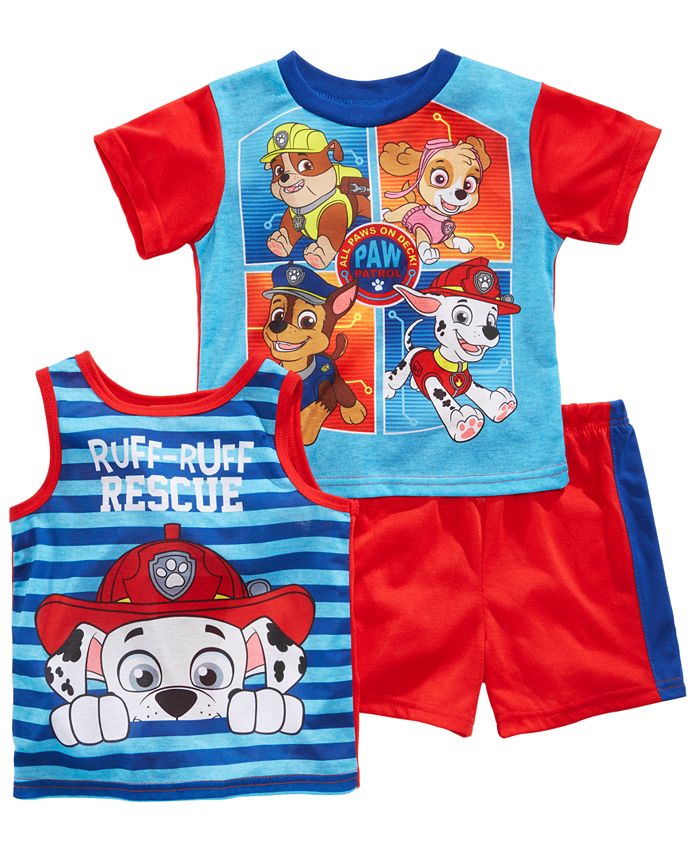 PAW Patrol Nickelodeon's® 3-Pc. Graphic-Print Pajama Set, Toddler Boys ...