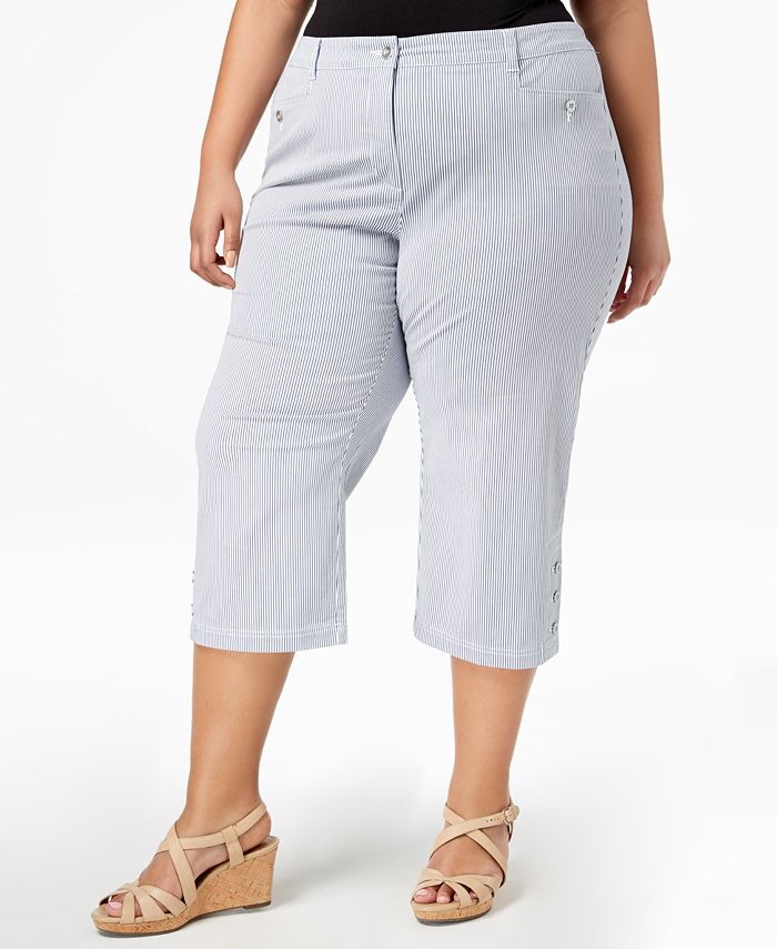 Karen Scott Plus Size Striped Capri Pants, Created for Macy's - Macy's