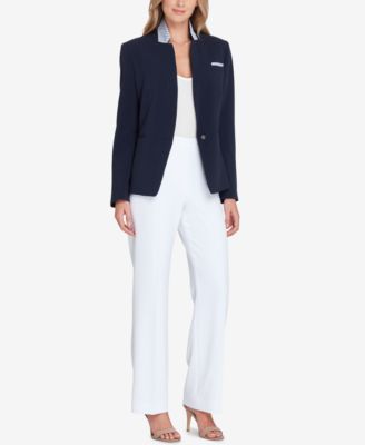Tahari ASL Convertible Notch-Collar One-Button Jacket