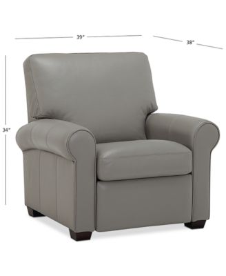 Orid 36" Leather Roll Arm Pushback Recliner, Created for Macy's