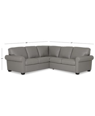 Orid 2-Pc. "L"-Shaped Leather Roll Arm Sectional , Created for Macy's