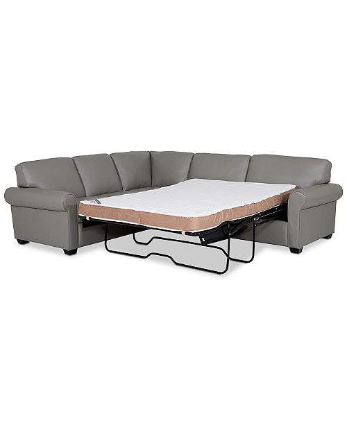 Furniture Orid 2Pc. Leather "L"Shaped Full Sleeper Sectional Sofa