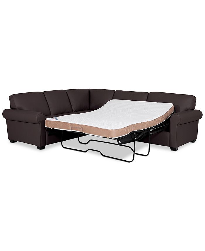 Furniture Orid 2Pc. Leather "L"Shaped Full Sleeper Sectional Sofa