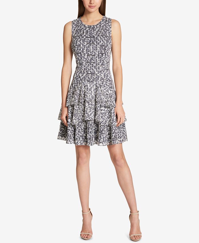 Tommy Hilfiger Lace Fit & Flare Dress, Created for Macy's & Reviews ...