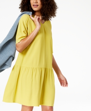 Eileen Fisher Drop Waist Tencel Lyocell Blend Dress In Yarrow