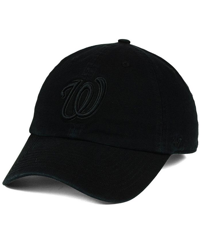 '47 Brand Washington Nationals Black on Black CLEAN UP Cap - Macy's
