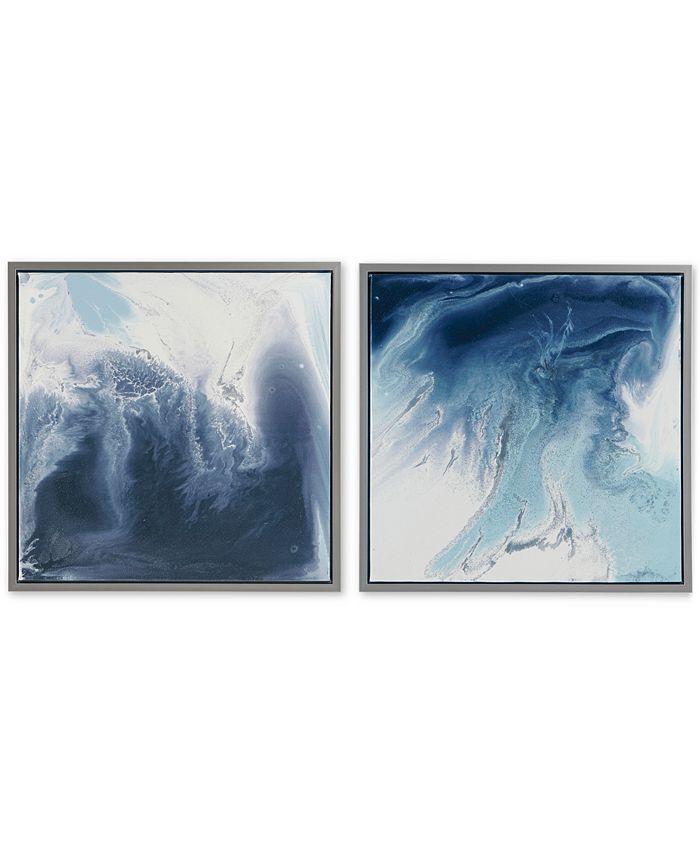 Madison Park - Blue Lagoon 2-Pc. Framed Gel-Coated Canvas Print Set