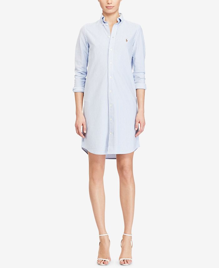Polo Ralph Lauren Striped Oxford Cotton Shirtdress & Reviews - Dresses -  Women - Macy's