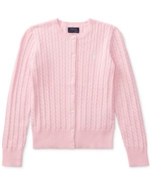 Polo Ralph Lauren Little Girls Cable-knit Cotton Cardigan In Hint Of Pink
