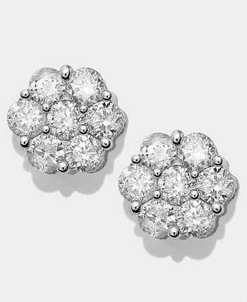 Effy Bouquet 14K White Gold Diamond Cluster Stud Earrings