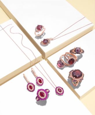 Raspberry Rhodolite® Garnet (3 ct. t.w.), Chocolate Diamonds® (1-1/5 ct. t.w.) and White Diamond Accent Ring in 14k Rose Gold (Also Available in 14K White Gold or 14K Gold)