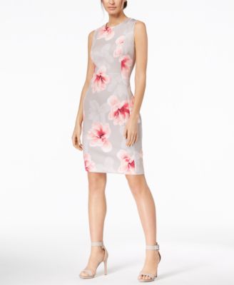 calvin klein floral print sheath dress