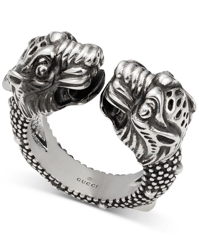 Gucci Men's Tiger Head Cuff Ring in Sterling Silver - Macy's