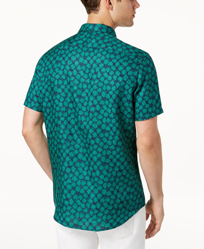 Michael Kors Men's Floral-Print Linen Shirt - Macy's