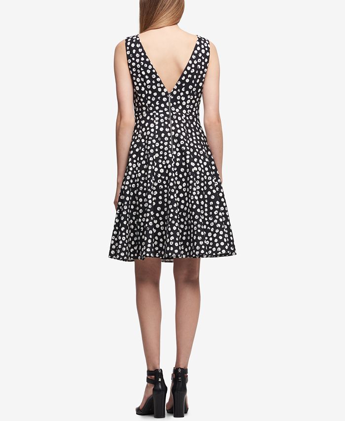 DKNY Brushed Dot Scuba Fit & Flare Dress, Created for Macy's - Macy's