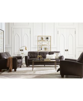 Furniture Kaleb 84" Tufted Leather Sofa and 61" Loveseat Set, Created for Macy's