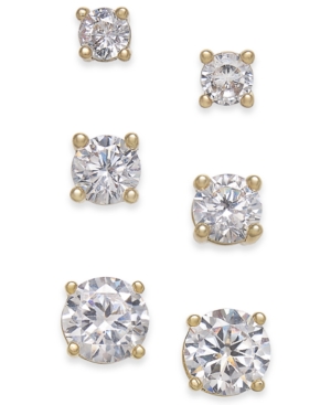 image of Charter Club Cubic Zirconia Extra-Small Stud Earring Set (1-3/4 ct. t.w.)