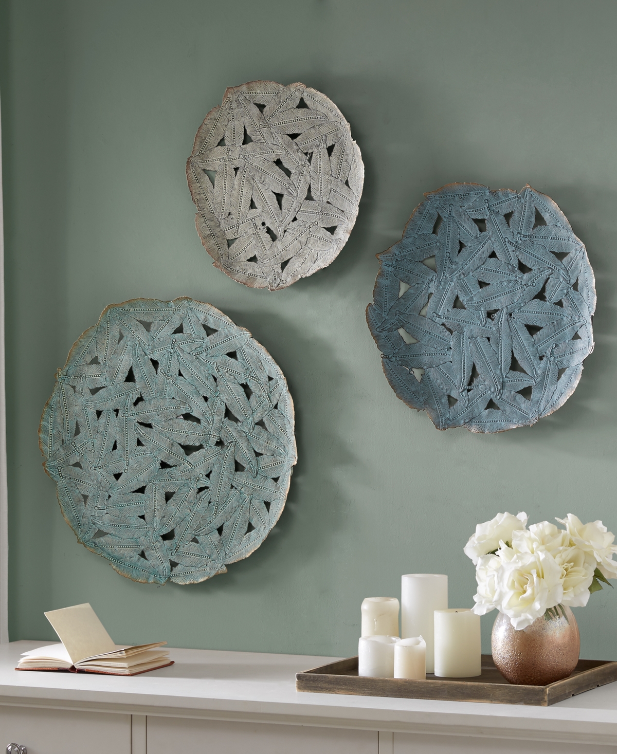 Madison Park RossiIron Painted Wall Decor Set of 3 - Blue