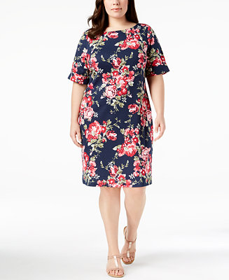 Karen Scott Plus Size Floral-Print Sheath Dress, Created for Macy's ...