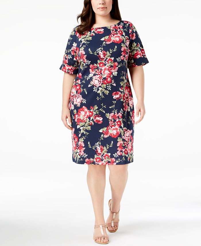 Karen Scott Plus Size Floral-Print T-Shirt Dress, Created for Macy's ...