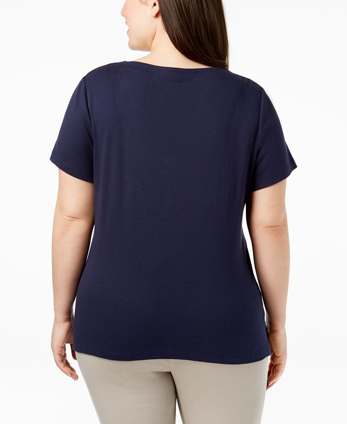 Karen Scott Plus Size Cotton Anchor Graphic T-Shirt, Created for Macy's ...