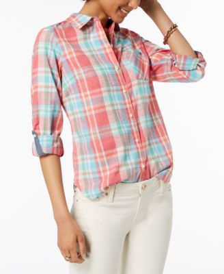 tommy hilfiger womens flannel shirt