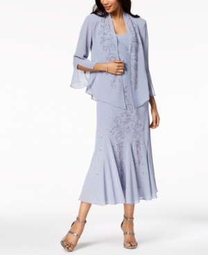 R & M Richards Sleeveless Beaded V-Neck Dress and Jacket