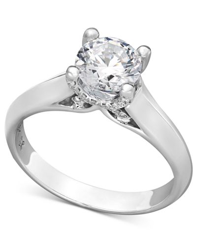 X3 Certified Diamond Solitaire Engagement Ring in 18k White Gold (1-1/4 ct. t.w.)