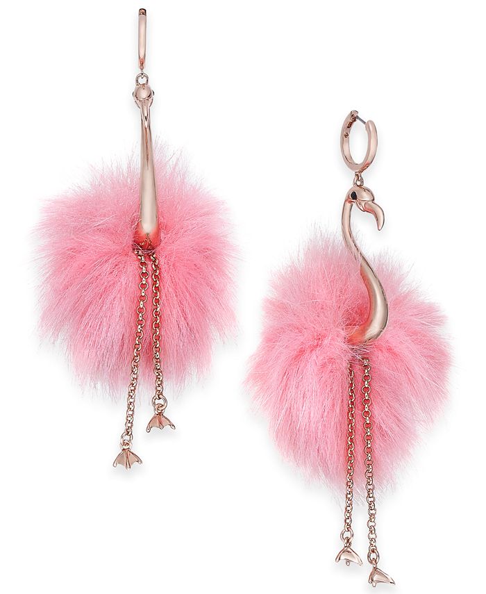 kate spade new york Rose Gold-Tone Flamingo Puff Drop Earrings & Reviews -  Fashion Jewelry - Jewelry & Watches - Macy's