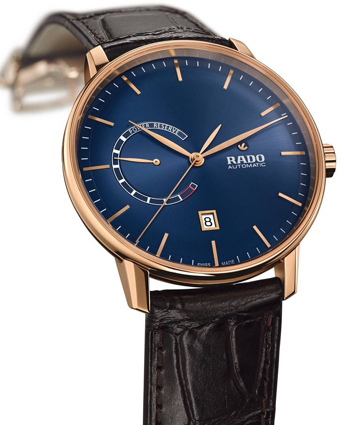 Rado Men's Swiss Automatic Coupole Classic XL Brown Leather Strap Watch ...
