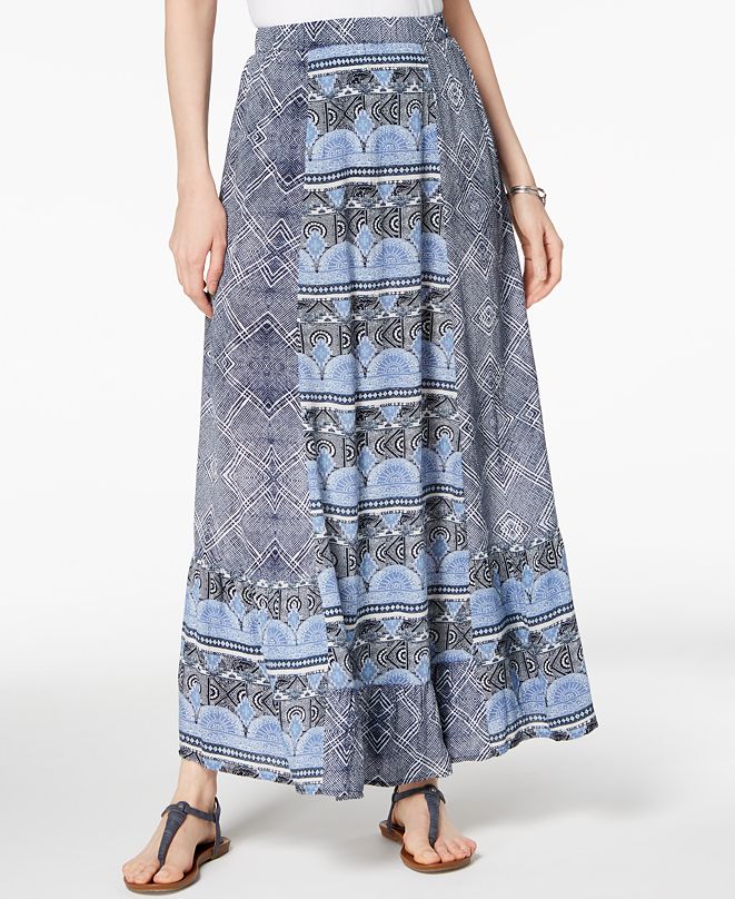Style & Co Petite Mixed-Print Maxi Skirt, Created for Macy's & Reviews ...