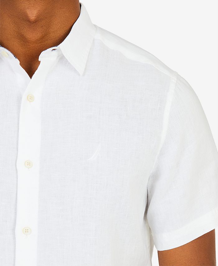 Nautica Men's Linen Shirt - Breathable Button Down Shirt With Straight Collar, Classic Fit, J-Class Icon Detail