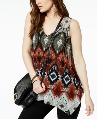 INC International Concepts I.N.C. Printed Handkerchief-Hem Top, Created for Macy's