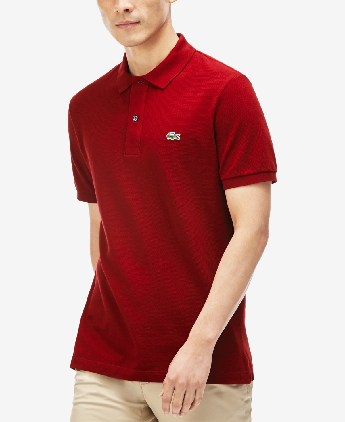 Lacoste Men's L.12.12 Classic-fit Short-sleeve Pique Polo Shirt In Bordeaux Red
