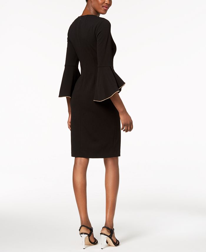 Calvin Klein Beaded Bell-Sleeve Dress - Macy's