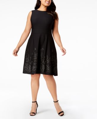 calvin klein embroidered fit and flare dress