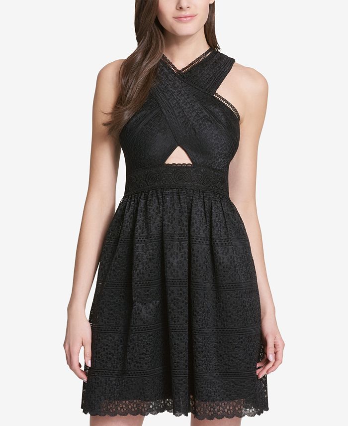 GUESS Cutout Lace Halter Dress Macy's
