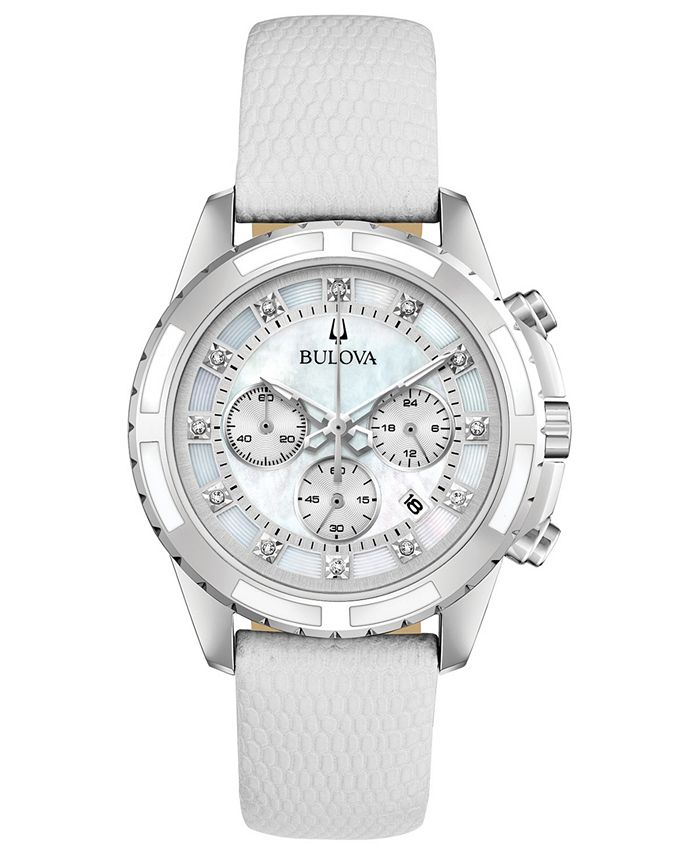 bulova watch white leather strap