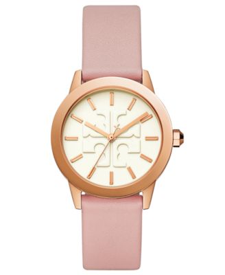 pink leather watch